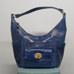 Michael Rome Blue Hobo Bag with Gold Hardware
